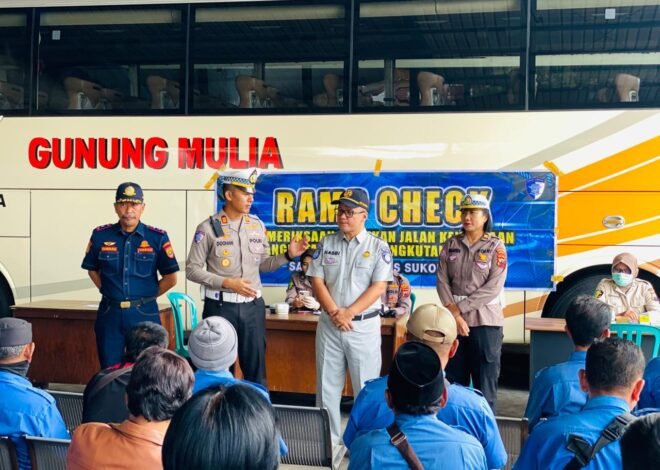 Perkuat Keselamatan Transportasi Jalan, Tim Pembina Lalu Lintas Gelar Ramp Check di PO Gunung Mulia Sukoharjo