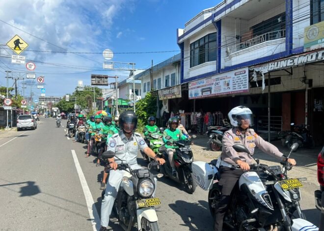 Dukung Keselamatan Berkendara, Ditlantas Polda Sulbar dan Jasa Raharja Mamuju Gelar Safety Riding Bersama Ojol