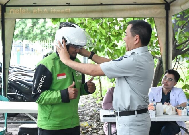 Kolaborasi Budaya Safety di Jalan Raya, Jasa Raharja Hadir diTengah Komunitas Ojol Rawa Buaya, Jakarta