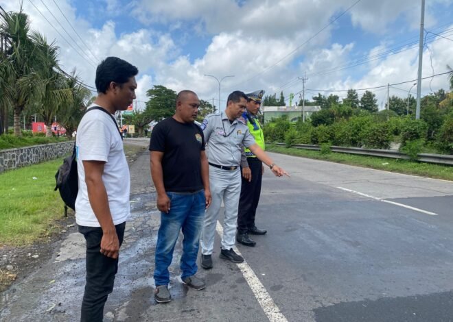 Jasa Raharja Bersama Polres Gianyar Lakukan Survey TKP Laka Lantas di By Pass Ida Bagus Mantra