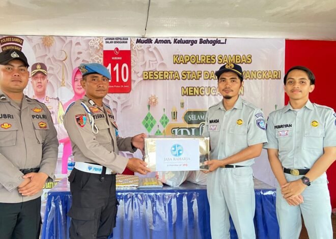 Jasa Raharja Cabang Singkawang Serahkan Bingkisan Aksi Simpatik kepada Petugas Pos Pelayanan Terpadu Pengamanan Lebaran 2026 di Sambas