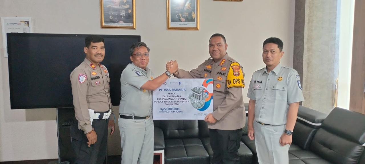 Jasa Raharja Wilayah Lampung Serahkan Hibah Pembangunan Pos Pelayanan Terpadu Begadang V untuk Dukung Siaga Lebaran 2026