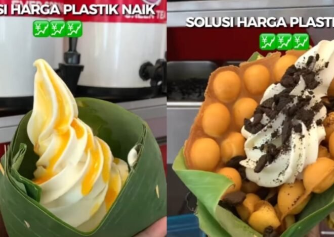 Viral Es Krim Pakai Daun Pisang, Solusi Kreatif di Tengah Harga Plastik Mahal