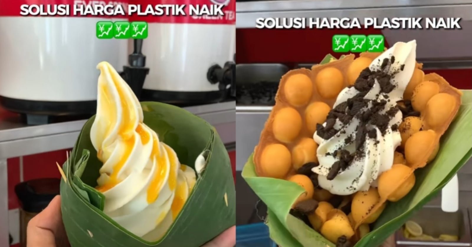 Viral Es Krim Pakai Daun Pisang, Solusi Kreatif di Tengah Harga Plastik Mahal