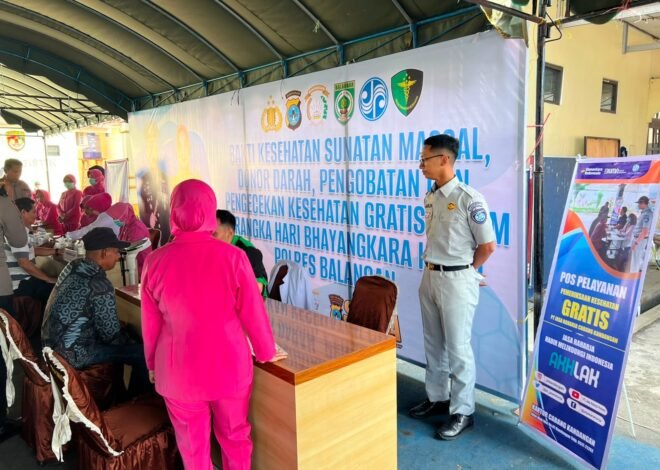 Jasa Raharja Kandangan Bersama Polres HSU dan Polres Balangan Gelar Pelayanan Kesehatan Gratis Sambut Hari Bhayangkara Ke-80