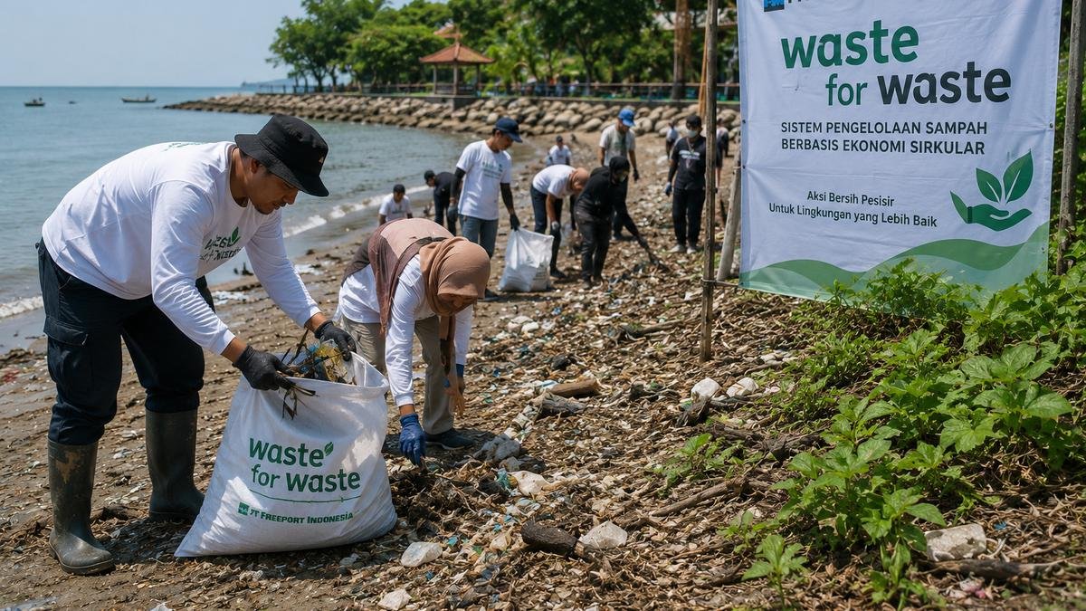 Program Waste for Waste PTFI Dorong Ekonomi Sirkular dan Kebersihan Pesisir