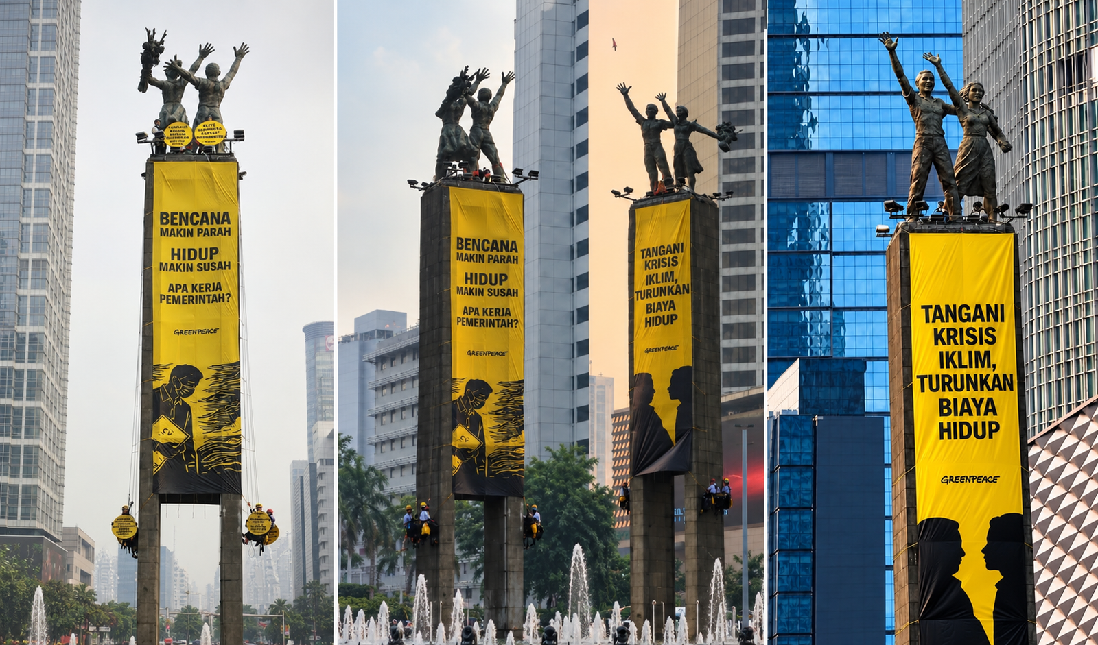Krisis Iklim Dinilai Bebani Pekerja, Greenpeace Gelar Aksi di Bundaran HI